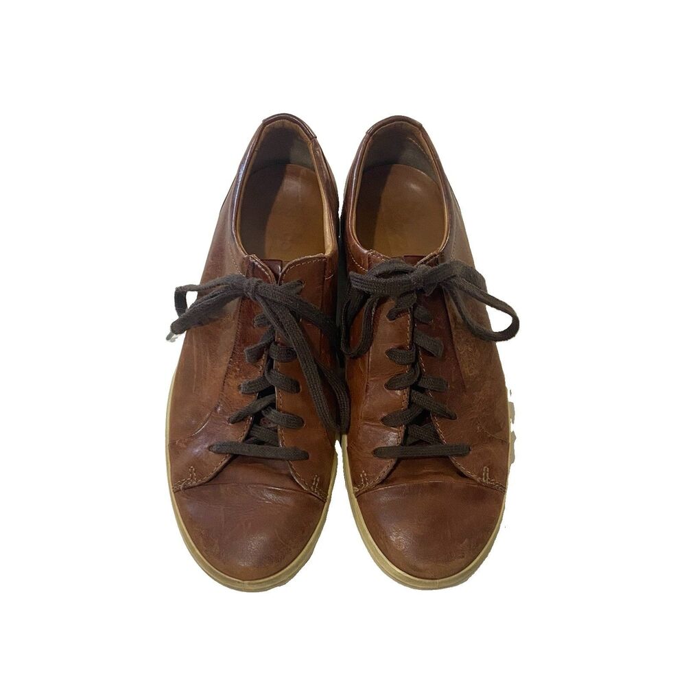 ECCO Men's Brown Smooth Leather Lace-Up Casual Sneakers US 8.5 / Eu 42 Dress Up